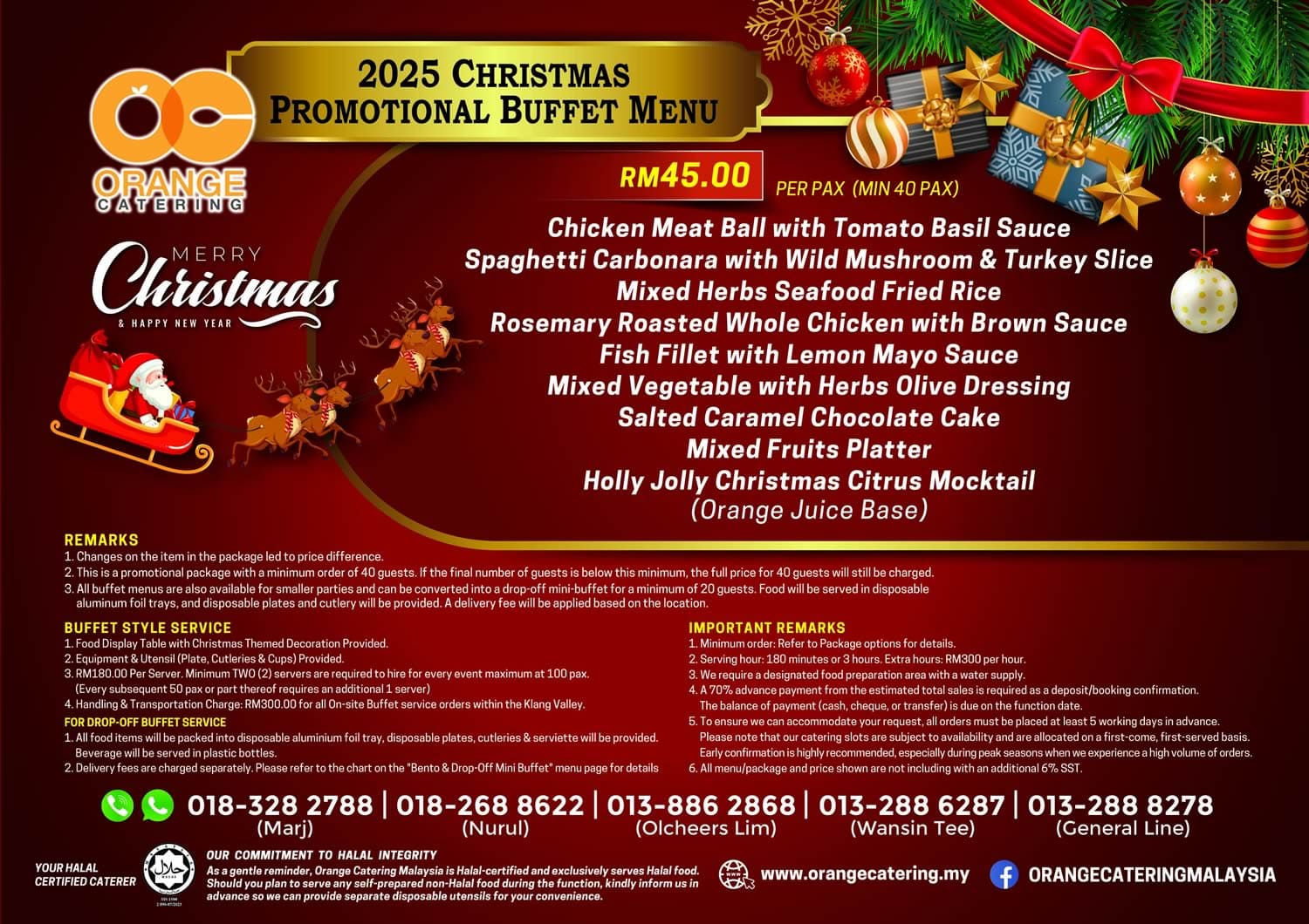 Christmas Catering Package 2025 by Orange Catering