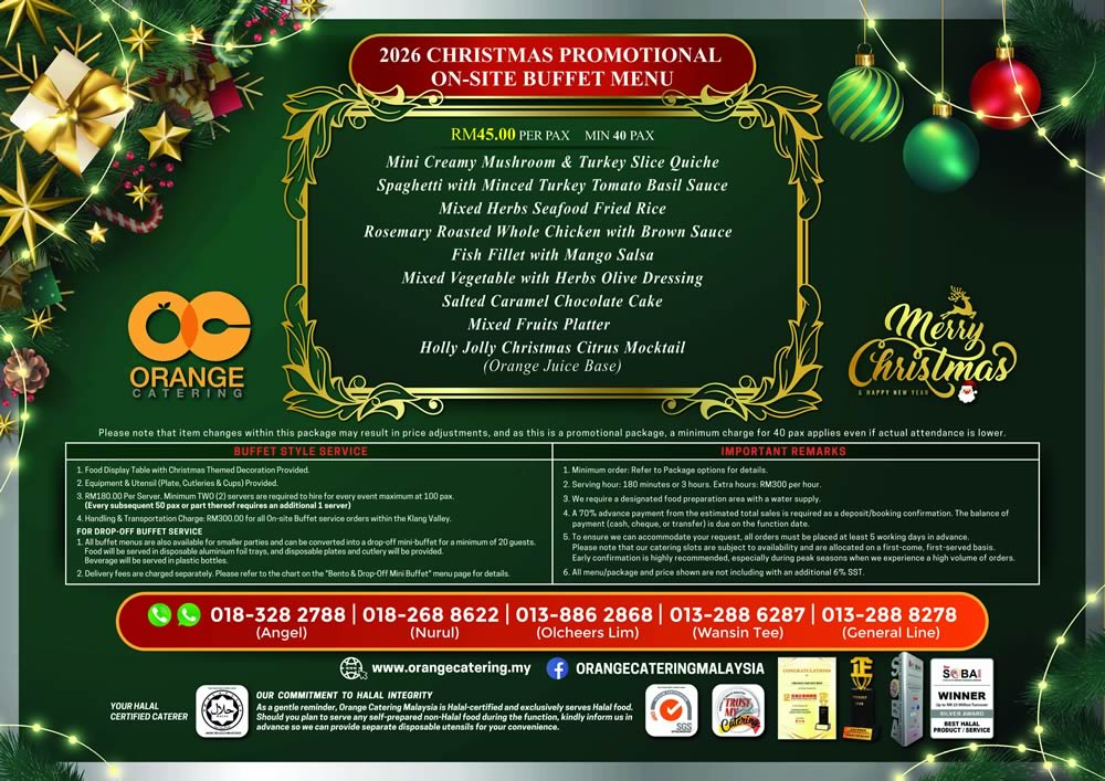 Festive Feast Christmas Catering Menu 2026 by Orange Catering