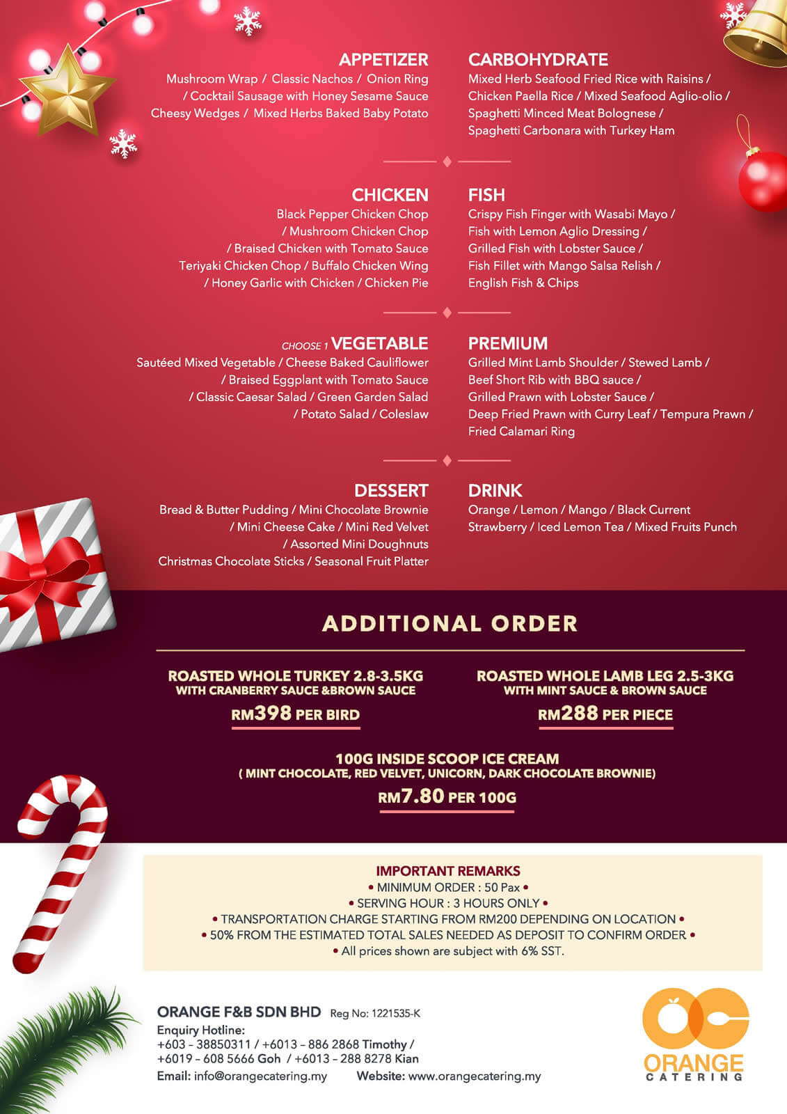 Christmas Package 2019 Orange Catering
